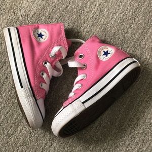 Pink high top converse toddler size 5